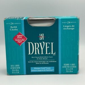 Dryel Refill Cloths Whisper Fresh 1 Box 6 Sheets New Old Stock Sealed Dry Clean